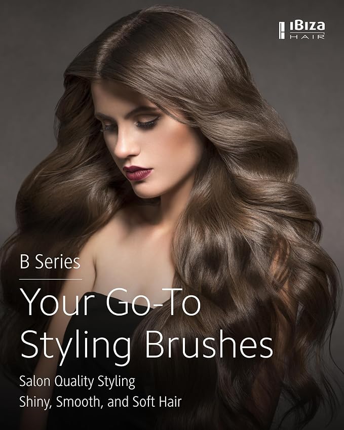 Ibiza Hair Boar Bristle Round Brush (B5-80mm) | Blonde Bristles & Cork Handle | Ideal for Color Treated Tresses | Soft Curls, Big Volume & Large Sections | Adds Shine for Long Styles