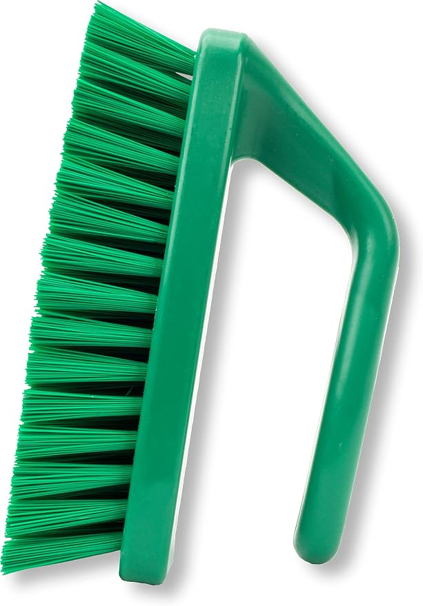 SPARTA Scrub Brush with Iron Shaped Handle and Stiff Bristles, Heavy Duty Scrubber Brush for Kitchen, Bathroom, Shower, Tile, Sink, Carpet and Bakepans, Polypropylene, 6 Inches, Green