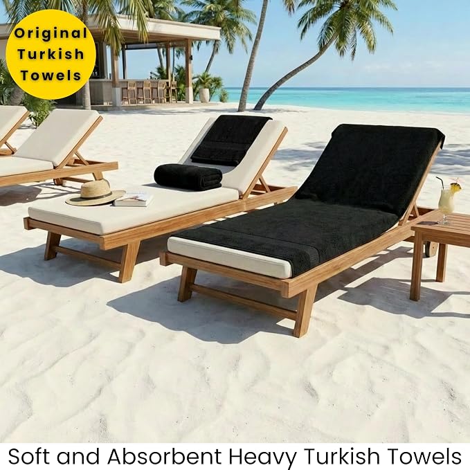 SALBAKOS 2-Piece 100% Turkish Cotton Bath Towels Extra Large 35x70, Black | Oversized Bath Sheet Towel for Bathroom & Beach, Thick, Super Soft, Highly Absorbent, Premium Hotel Quality, Made in Turkey