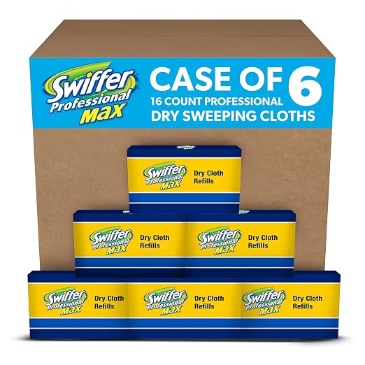 P&G PROFESSIONAL Swiffer Dry Cloth Refills, Bulk Sweeping and Dusting Pads, 17" for Swiffer XL and Swiffer Max Sweepers, Commercial Use, 16 Count (Case of 6)
