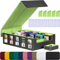 Kabinka Card Storage Box with Commander Display, 5-Row Deck Case with Removable Lid; 3900+ Card Deck Box for MTG Sports Cards, 5 Top Loaders, 5 Stoppers, 48 Dividers,1 Dice Tray (Black & Lemon Green)