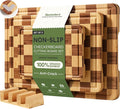 3 Pack Bamboo Cutting Board Set Checkered Wooden Cutting Board for Kitchen Non Toxic Charcuterie Board Serving Non Slip End Grain Wood Chopping Board for Meat Fruit Cheese Kitchen Housewarming Gift