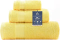 COZYART Luxury Bath Towel Set 3 PCS, Yellow 100% Turkish Cotton 650 GSM | OEKO-Tex 100 Certified Zero Twist Ring Spun, Soft Absorbent Quick Dry, Plush Fluffy, Breathable Hotel Quality for Daily Use