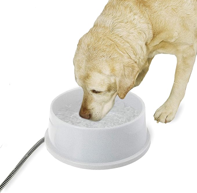 K&H Pet Products Thermal-Bowl Heated Water Bowl for Cats & Dogs Outside, Safety Listed Outdoor Heated Dog Dish for Pets, Automatic No Freeze, Anti Chew Cord - 1.5 Gallons Granite 25W | Outdoor Water Stays Unfrozen In Winter. Outdoor Heated Dog Dish for...