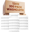 300 Pack Economy Bulk Washcloths (12x12) - White Face Cloths Bulk - Cotton Blend Commercial Cleaning Rags - Super Absorbing, Soft & Quick Drying Fingertip Towels for Hotels, Spa, Gym & Salon (010601)