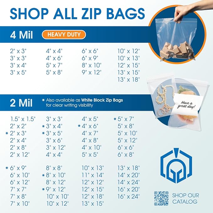Spartan Industrial - 16" X 24" Heavy-Duty Plastic Zip Bags (100 Count) - 4 Mil Resealable Storage Bags for Clothes