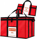 Insulated Food Bag, Portable Cooler Tote (3XL, Red, 1 Pack) | Large thermal bag, For cold & hot food, Soft sided cooler, Heavy duty carrier, Grocery shopping, Food delivery, Catering bag