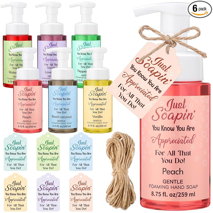 6 Pack CNA Week Gifts Bulk 2026 Foaming Hand Soap with Inspirational Gift Tags and Twine Employee Appreciation Thank You Gifts for Coworkers Staff Teacher Nurse Retirement Cna Week, 8.75 Fl. oz