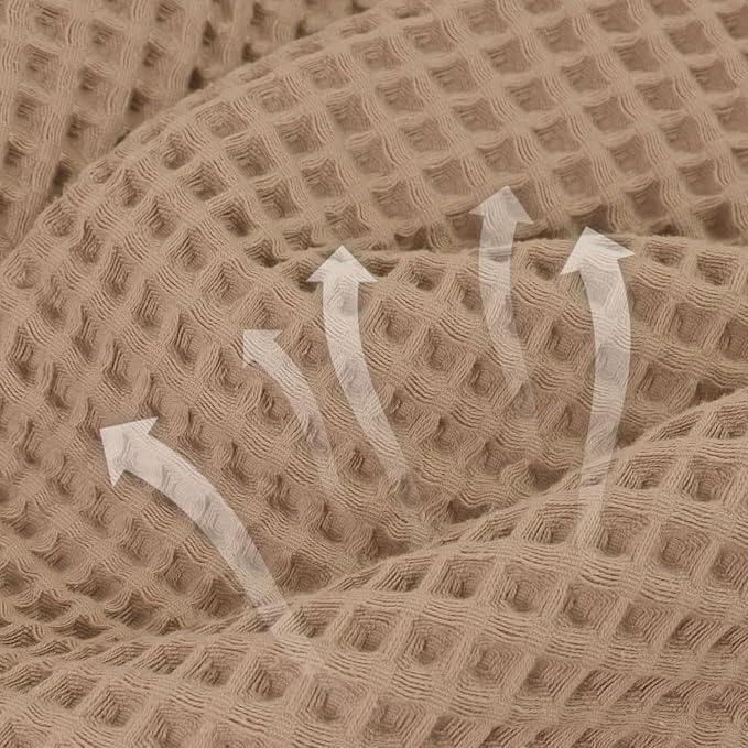 Jacquotha Waffle Bath Towels 2-Piece (Tan) - Cotton, Soft, Lightweight | 31” x 62” Large Bath Towel for Bathroom, Shower, Spa, Beach