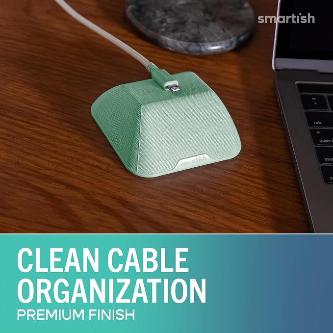 Smartish® Magnetic Cord Holder - Cable Wrangler Organizer with Magnet Clips for Charger Management on Desktop, Nightstand, or Side Table for All Cables, USB-C, Lightning Cables - Teal Me More