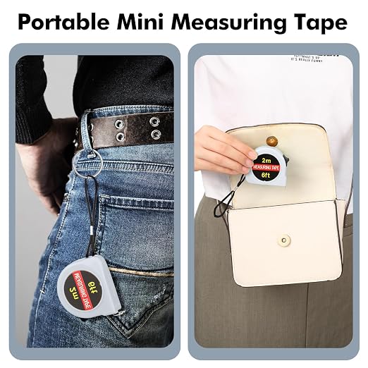 Copkim 50 Pcs Small Tape Measure Bulk 6 Ft 2M Mini Measuring Retractable Metric Tape Measure and Inch, Portable Easy to Read Measurement for Adults Prizes Construction Tool Party Favors (White)