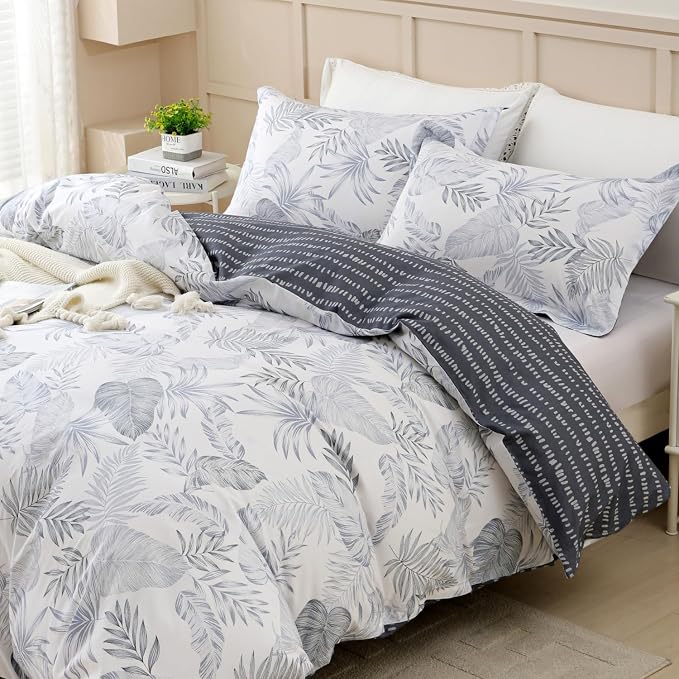 OAITE Duvet Cover Set,100% Cotton Comforter Cover with Floral Pattern Duvet Cover Set,Soft Bedding Set Includes with 3 Piece (2 Pillow Shams,1 Duvet Cover)