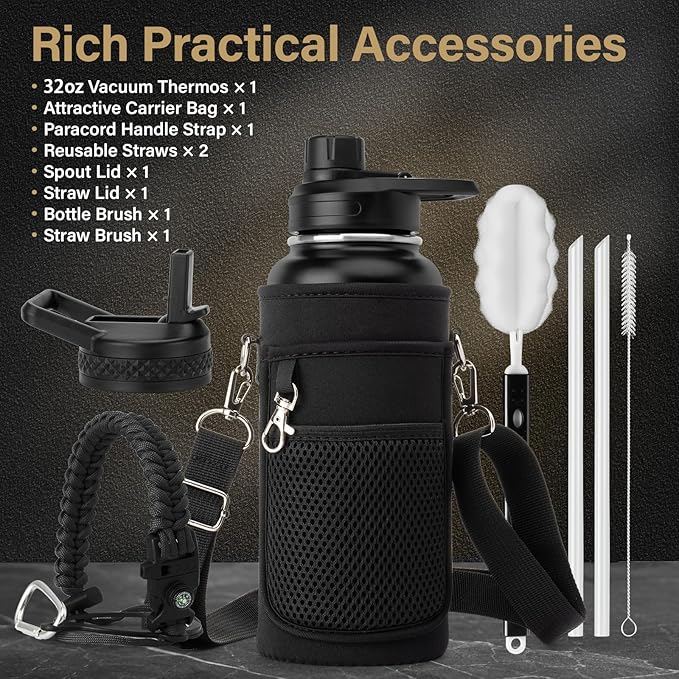 DYSANKY Fatehers's Day Water Bottle Gift– Insulated Stainless Steel Bottle with Carrier Bag, Strap & Gift Box – BPA-Free – Ideal for Hiking, Camping & Travel 32 oz