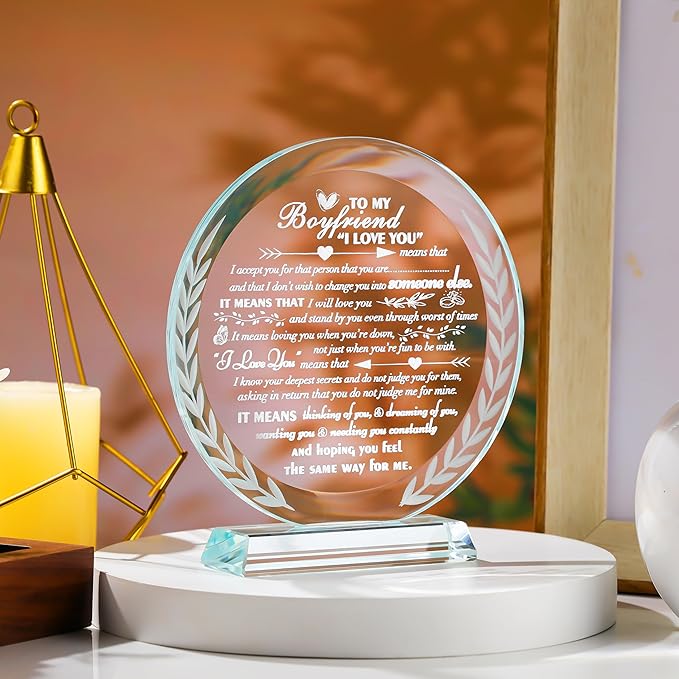 QIANWEI Gifts For Boyfriend Meaningful - Personalized Crystal Presents For Boyfriend Gift Ideas Cute - Birthday Anniversary Wedding Valentines Day Gifts Ideas For Him