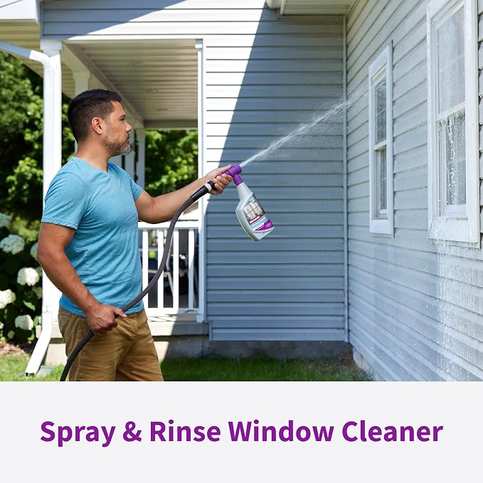 Rejuvenate Window Cleaner, 32 Ounces, Non-Toxic Outdoor Window Cleaner With Hose-End Adapter Quickly Removes Dirt For A Spot- And Streak-Free Shine, 2 Pack