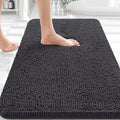 OLANLY Bathroom Rugs 32x20, Extra Soft Absorbent Chenille Bath Rugs, Rubber Backing Quick Dry, Machine Washable Bath Mats for Bathroom Floor, Tub and Shower, Home Decor Accessories, Dark Grey