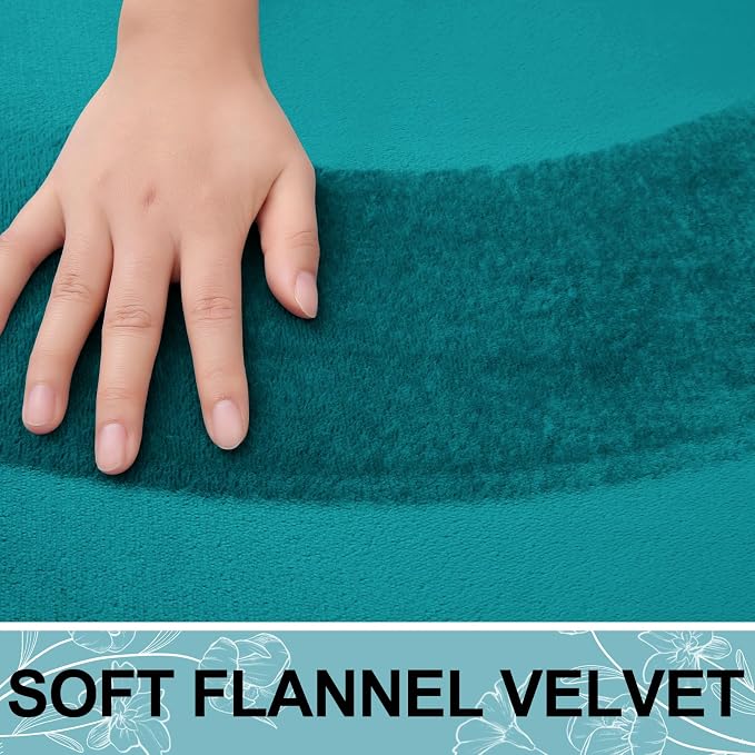 Smiry Memory Foam Toilet Rugs U-Shaped 24x20, Extra Soft Absorbent Non-Slip Contour Bathroom Rugs, Machine Washable Bath Mats for Toilet, Teal