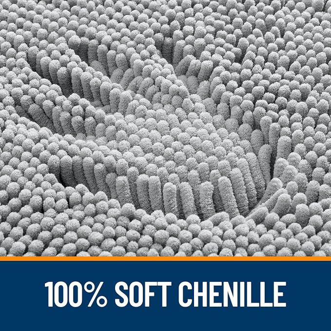 OLANLY Bathroom Rugs 32x20, Extra Soft Absorbent Chenille Bath Rugs, Rubber Backing Quick Dry, Machine Washable Bath Mats for Bathroom Floor, Tub and Shower, Home Decor Accessories, Light Grey