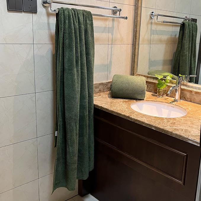 YTYC 39x78 Bath Sheets,Towels for Bathroom,Olive Green,2-Pieces | Extra Large Bath Towels, Super Soft,Highly absorbent,Hanging Loop,Quick Drying,Light Weight,80% Polyester