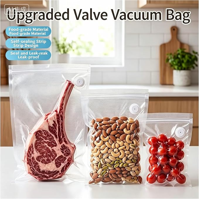 Vacuum Sealer Machine for Food with 36 BPA-Free Reusable Vacuum Sealer Food Storage Bags, Freezer, Microwave – Odor-Resistant, Leak-Proof (36PCS bags + Vacuum sealer White)
