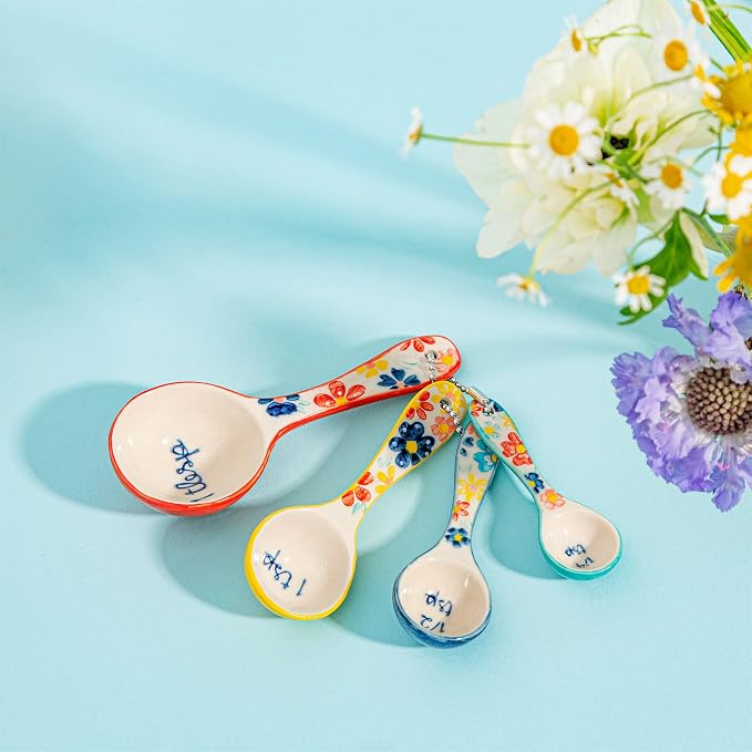 Sass & Belle Folk Floral Measuring Spoons, Measure Cups