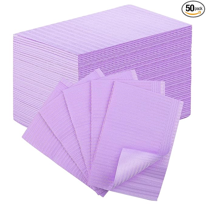 50pcs Disposable Nail Mats Foldable Nail Paper Towels for Table Acrylic Nail Practice Sheet, 3 Ply Waterproof Clean Nail Table Practice Mat for Salon Manicure Tattoo,Nail Art Accessories(Purple)