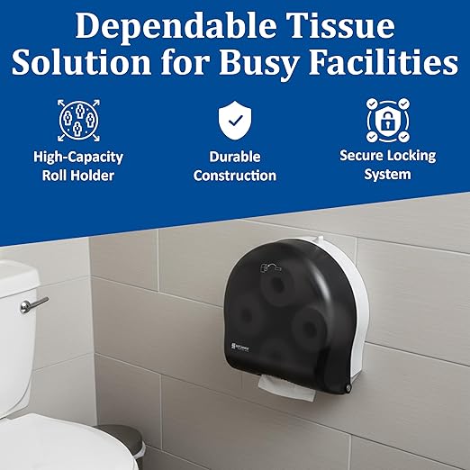 San Jamar Classic Carousel Tissue Dispenser with 4-Stations that hold 4 Rolls for Public Restrooms, Black Pearl