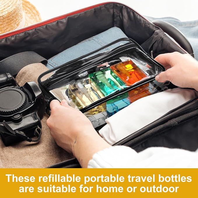 Domensi 100ml /3.4 oz Pump Bottle Mini Travel Bottles Small Dispenser Containers Plastic Pump Lotion Dispenser Empty Square Travel Size Containers Toiletries