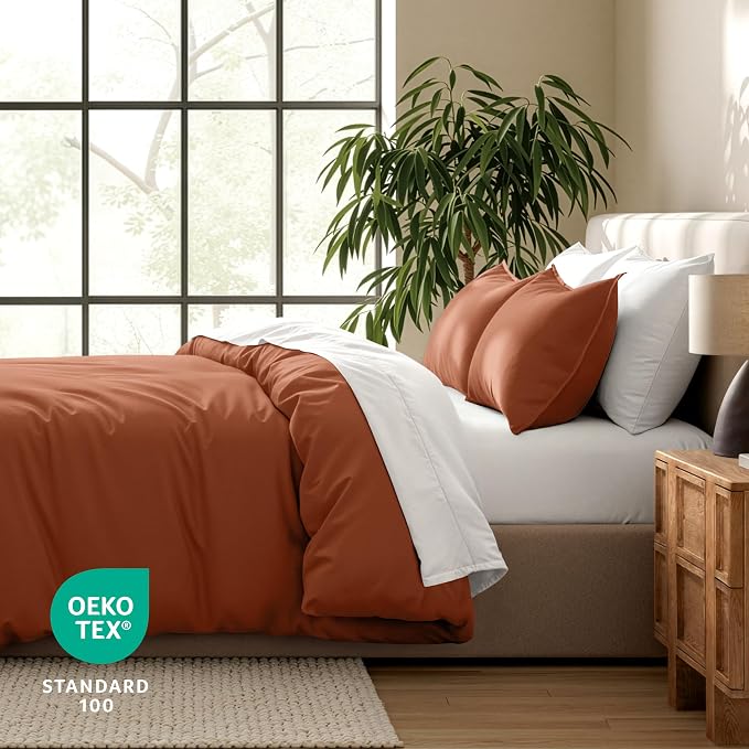 Bare Home Bedding Duvet Cover California King Size - Premium 1800 Super Soft Collection - Lightweight, Cooling - Soft Breathable Bedding Duvet Cover (Cal King, Terracotta)