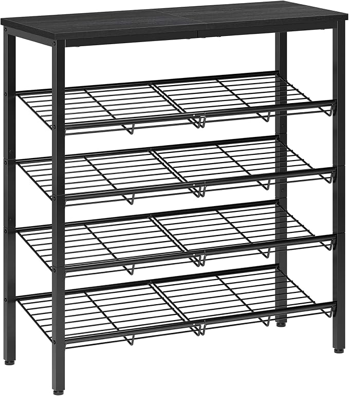 Nunsino Shoe Rack for Closet,5 Tier Shoe Organizer for Entryway,Shoe Shelf with Storage Shelves and Spacious Top,Max Holds 20 of Shoes,Black
