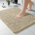 LOCHAS Luxury Bathroom Rug Shaggy Bath Mat 24 x 17 Inch, Beige | Washable Non Slip Bath Rugs for Bathroom Shower, Soft Plush Chenille Absorbent Carpets