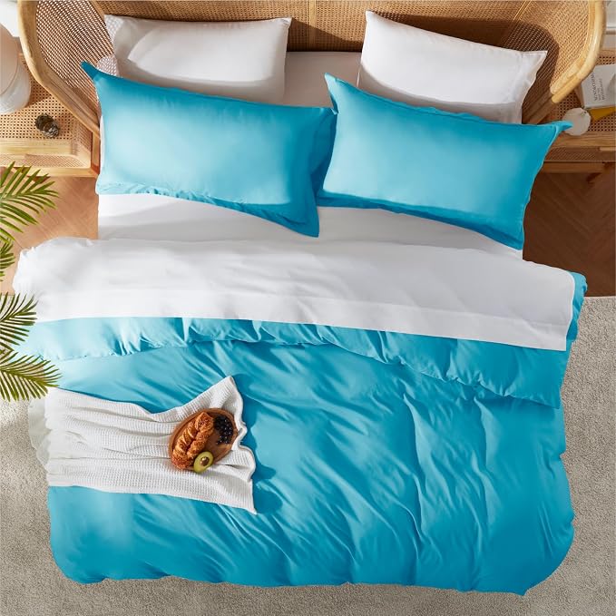 Nestl Twin Duvet Cover Set - Soft Double Brushed Bright Blue Duvet Cover Twin XL, 2 Piece Set with Button Closure, 1 Duvet Cover 68x90 inches and 1 Pillow Sham