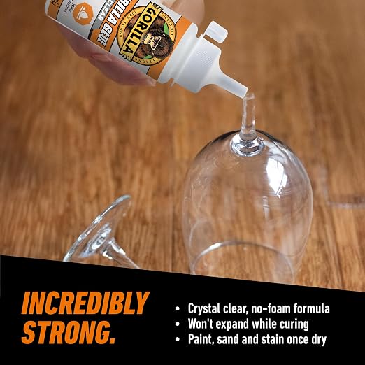 Gorilla Clear Glue, 3.75 Ounce Bottle (Pack of 2) - Crystal Clear, All Purpose, and Water Resistant