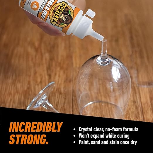 Gorilla Clear Glue, 3.75 Ounce Bottle (Pack of 8) - Crystal Clear, All Purpose, and Water Resistant