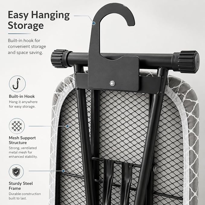 Ironing Board Full Size, Heat Resistant Cover Wide Iron Board, Ultra Thick Padding, Height Adjustable Heavy Sturdy Metal Frame Legs Ironing Stand,Non-Slip Foldable 43"x13" (Triangle)