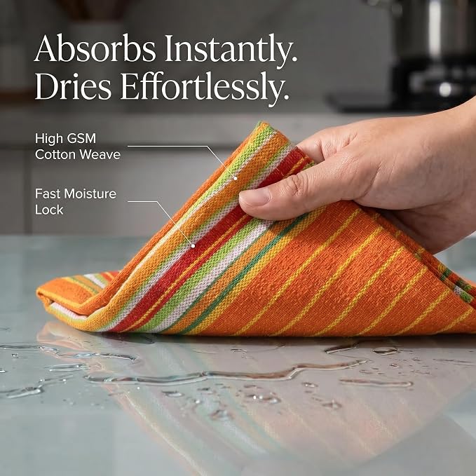Urban Villa Kitchen Towels Cotton Dish Towels 20”x30” (Set of 6) Orange