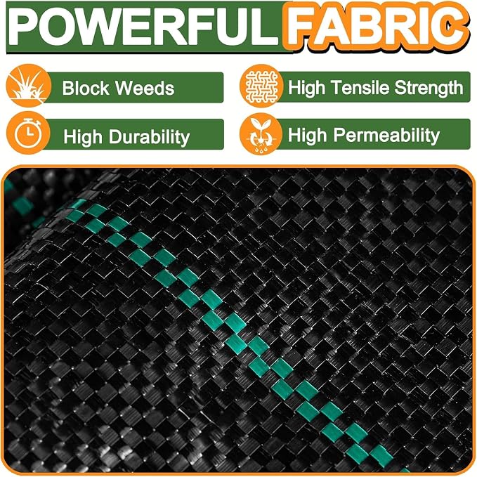 Winisok 3FT x 300FT Weed Barrier Landscape Fabric, 3.2oz Woven Garden Cloth, Heavy Duty Breathable Ground Cover for Landscaping, Gardening and Farming