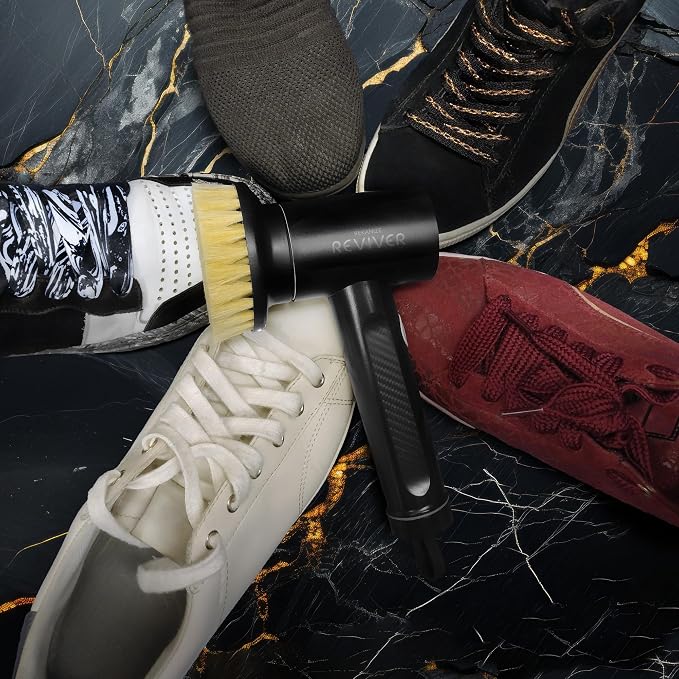 Reviver Handheld Electric Scrub Brush Made for Sneakers with 4 Premium Brushes, Built in Battery, USB-C Rechargeable
