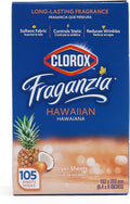 Clorox Fraganzia Fabric Softener Dryer Sheets, Wrinkle Reducing Anti Static, Great Smelling Clothes Softens Fabrics, Hawaiian Escape Scent, 105 Count