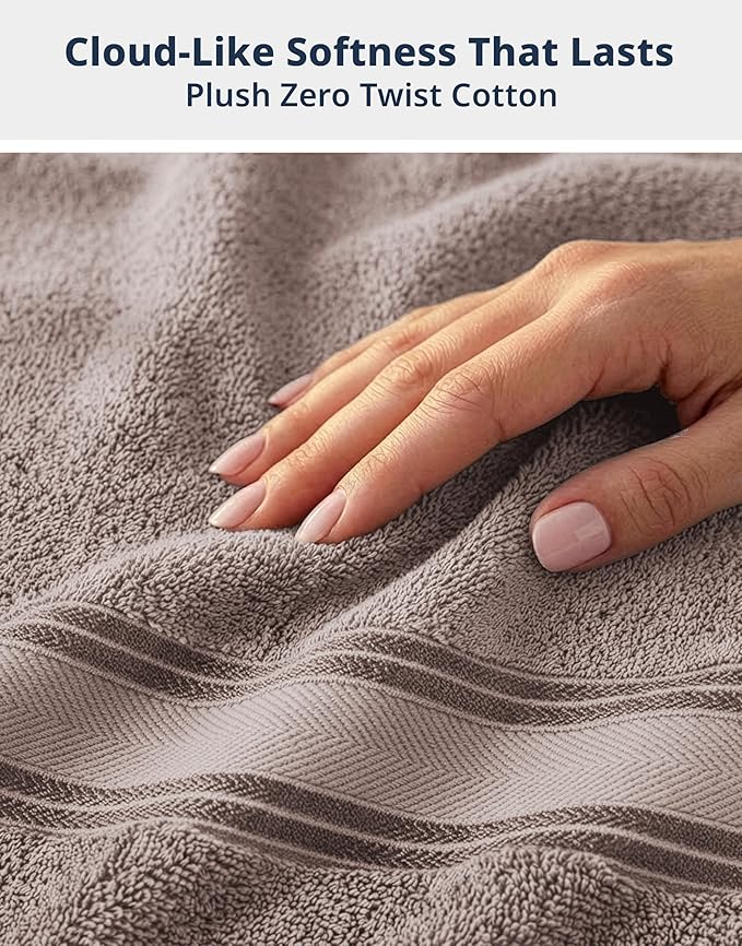 LANE LINEN Luxury Bath Towel Set - 6 Piece Set, 100% Cotton Bathroom Towel, Zero Twist, Shower Towel, Extra Absorbent, Super Soft, 2 Bath, 2 Hand, 2 Wash Cloths - Platinum