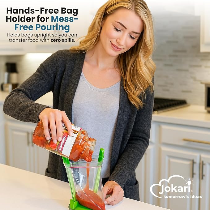 Original Jokari Adjustable Baggy Rack Stand 1 Pack. Prop Plastic Ziploc Freezer Storage Bags Open Hands-Free To Pour Leftovers, Snacks and Meal Prep Ingredients With No Food Spills or Kitchen Mess. | Snacks, Meal Prep Ingredients With No Food, Like an ...