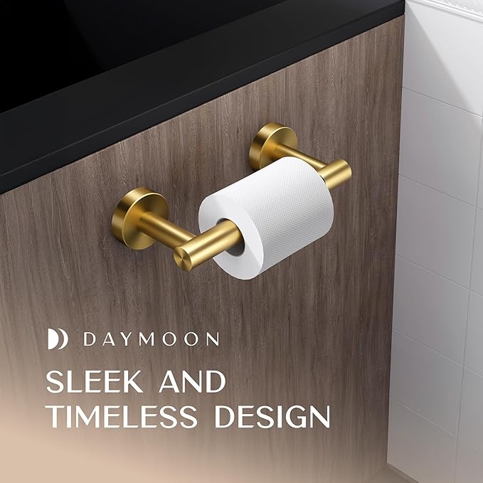 Day Moon™ - Toilet Paper Holder - Modern Roll Holder for Bathroom - 2 Pack - Wall Mount, Gold