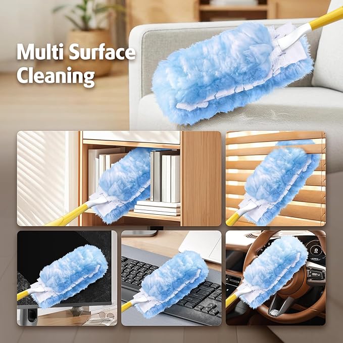 Duster Refill for Swiffer Duster, 100 Count Heavy Duty 2 Side 360° Duster Refills, 6X Microfibers, Disposable Multi Surface Dusters for Cleaning (Not Include Handle)