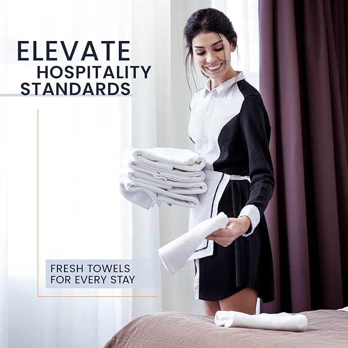 belem Fast Drying Hotel Towels - Pack of 60 (24x48) White Large Bath Towels Bulk - Lightweight, Super Absorbing, Soft & Durable Terry Towels for Commercial & Hotel Use - 8 lbs/Dozen (010603)