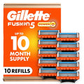 Gillette Fusion5 Power 5-Blade Razor Blade Refills for Men with Precision Trimmer, 10 Count