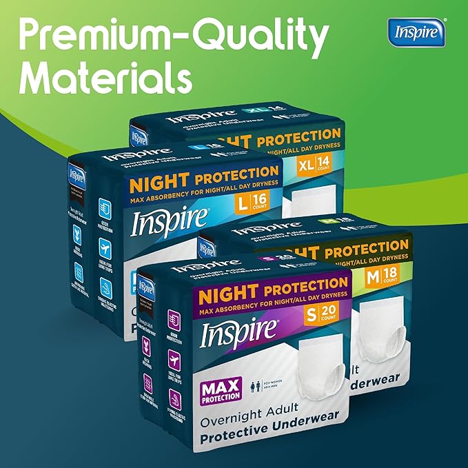Inspire Adult Diapers Women or Men - MAX Absorbency | Our Most Absorbent and Dry, Incontinence Underwear for Women or Men | Leak Proof Diaper Overnight or Daytime for Heavy