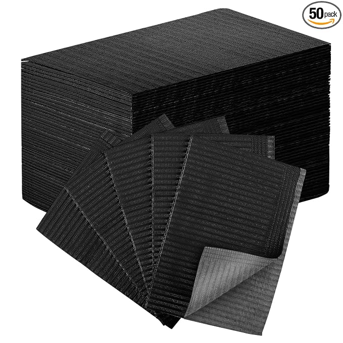 50pcs Disposable Nail Mats Foldable Nail Paper Towels, Table Acrylic Nail Practice Sheet, 3 Ply Waterproof Clean Nail Table Practice Mat for Salon Manicure Tattoo,Nail Art Accessories 13"x18" (Black)
