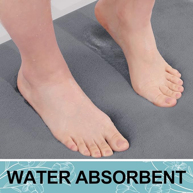 Smiry Memory Foam Toilet Rugs U-Shaped 20x20, Extra Soft Absorbent Non-Slip Contour Bathroom Rugs, Machine Washable Bath Mats for Toilet, Dark Grey