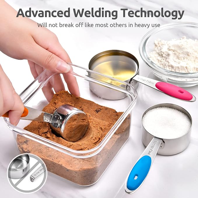 U-Taste 18/8 Stainless Steel Measuring Spoons Set for Dry and Liquid Ingredients(Set of 9), and Upgraded Measuring Cups and Spoons Set of 10 with Reinforced Welded Handle (Color)