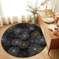 Round Area Rug 4', Black Halloween Washable Area Rugs for Kitchen Bathroom Bedroom Office Dining Room, Purple White Yellow Net Classic Black Non Slip Door Mat Indoor Entrance Floor Throw Circle Carpet